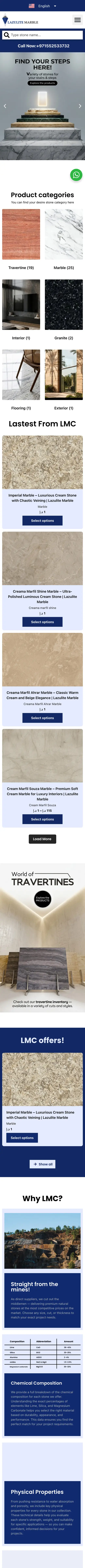 The Lazulite Marble Company website on a phone